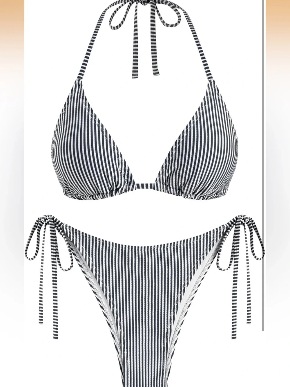 Textured Halter Bikini Triangle Sexy High Cut Bathing Suit Side Tie 1399/bb7-1